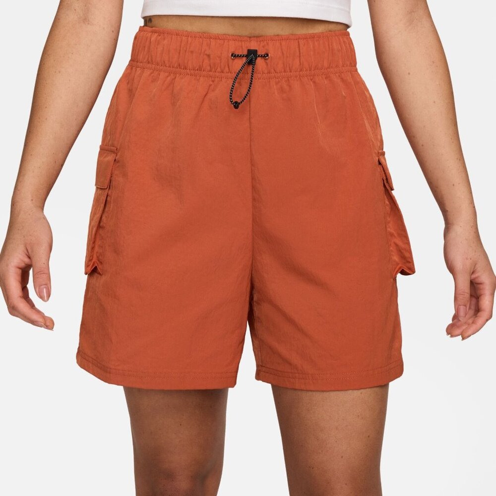 Nike Womens Essential Woven High-Rise Cargo Shorts DM6247-825 Orange Size Medium
